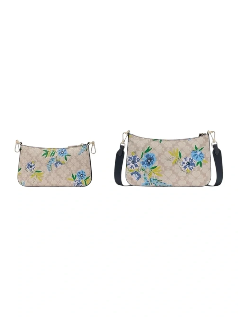 Kate Spade 2-in-1 Set Beige Blue Floral Convertible Crossbody Bag NWT $349 MSRP